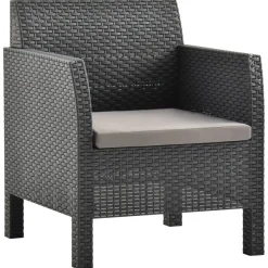 Krzesło ogrodowe z poduszką antracytowe 63x65x76 cm PP Rattan