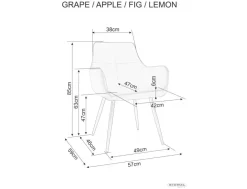 Krzesło tapicerowane APPLE VELVET szare