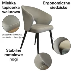 Krzesło tapicerowane AURA na czarnej nodze MG31
