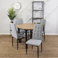 Krzesło Tapicerowane Do Jadalni Salonu Kuchni Kuchenne Loft Szare TEX
