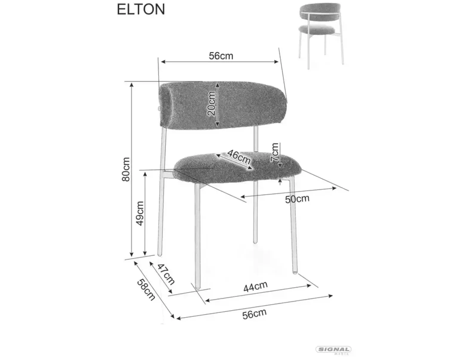 Krzesło tapicerowane ELTON BREGO jasnobeżowe