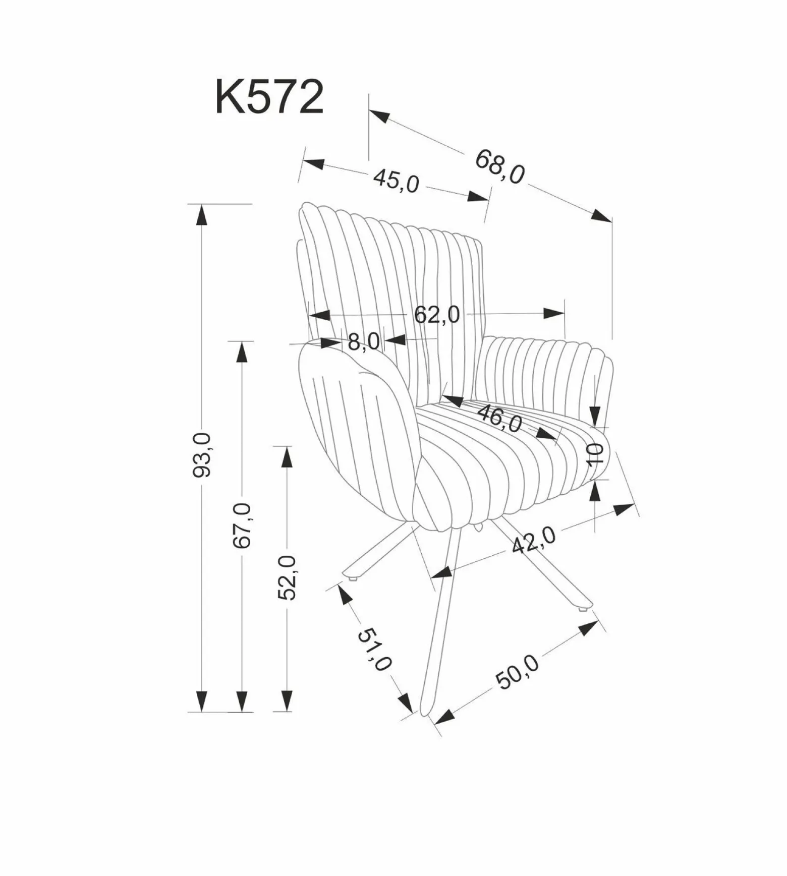 Krzesło tapicerowane K572 szare obracane