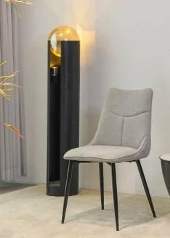 Krzesło tapicerowane LUMINA japandi szare do salonu biura