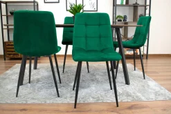 Krzesło Tapicerowane Welurowe Velvet Do Salonu Kuchni Jadalni Cube Zielone