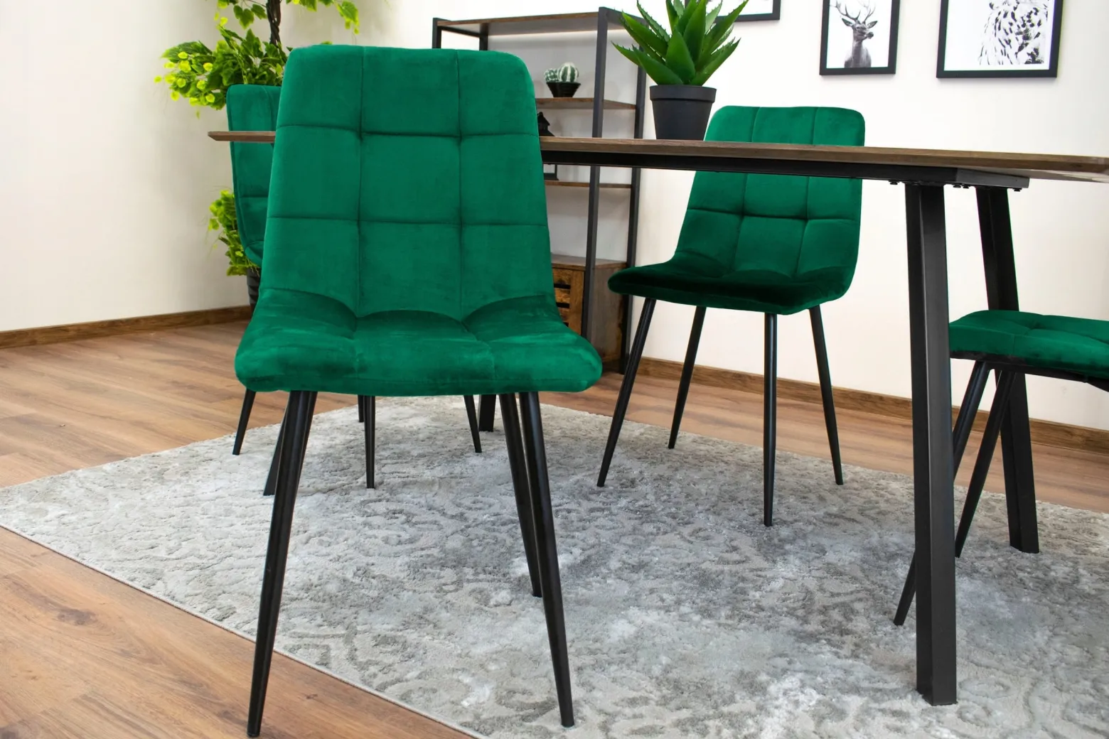 Krzesło Tapicerowane Welurowe Velvet Do Salonu Kuchni Jadalni Cube Zielone