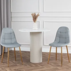 Krzesło tapicerowane welurowe do salonu jadalni glamour pikowane złote