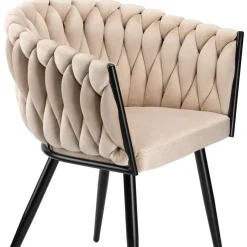 Krzesło welurowe plecione COFTON Black VELVET beżowy
