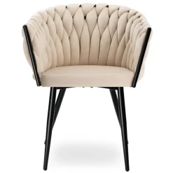Krzesło welurowe plecione COFTON Black VELVET beżowy