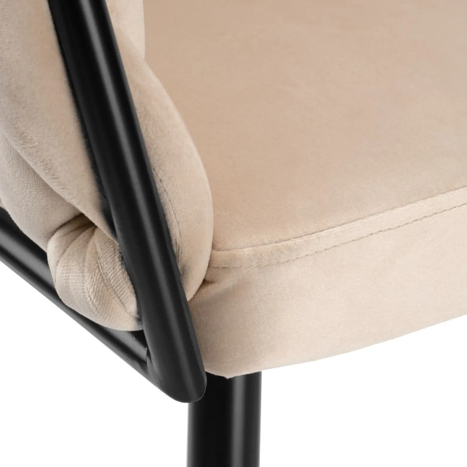 Krzesło welurowe plecione COFTON Black VELVET beżowy
