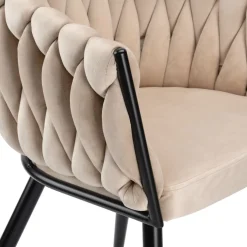 Krzesło welurowe plecione COFTON Black VELVET beżowy