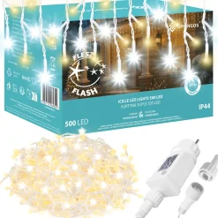 Kurtyna świetlna 500 led girlanda lampki zew. 24 m biały ciepły