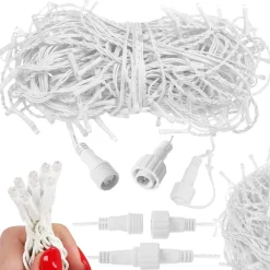 Kurtyna świetlna 300 led girlanda lampki zew. 15,5m biały zimny