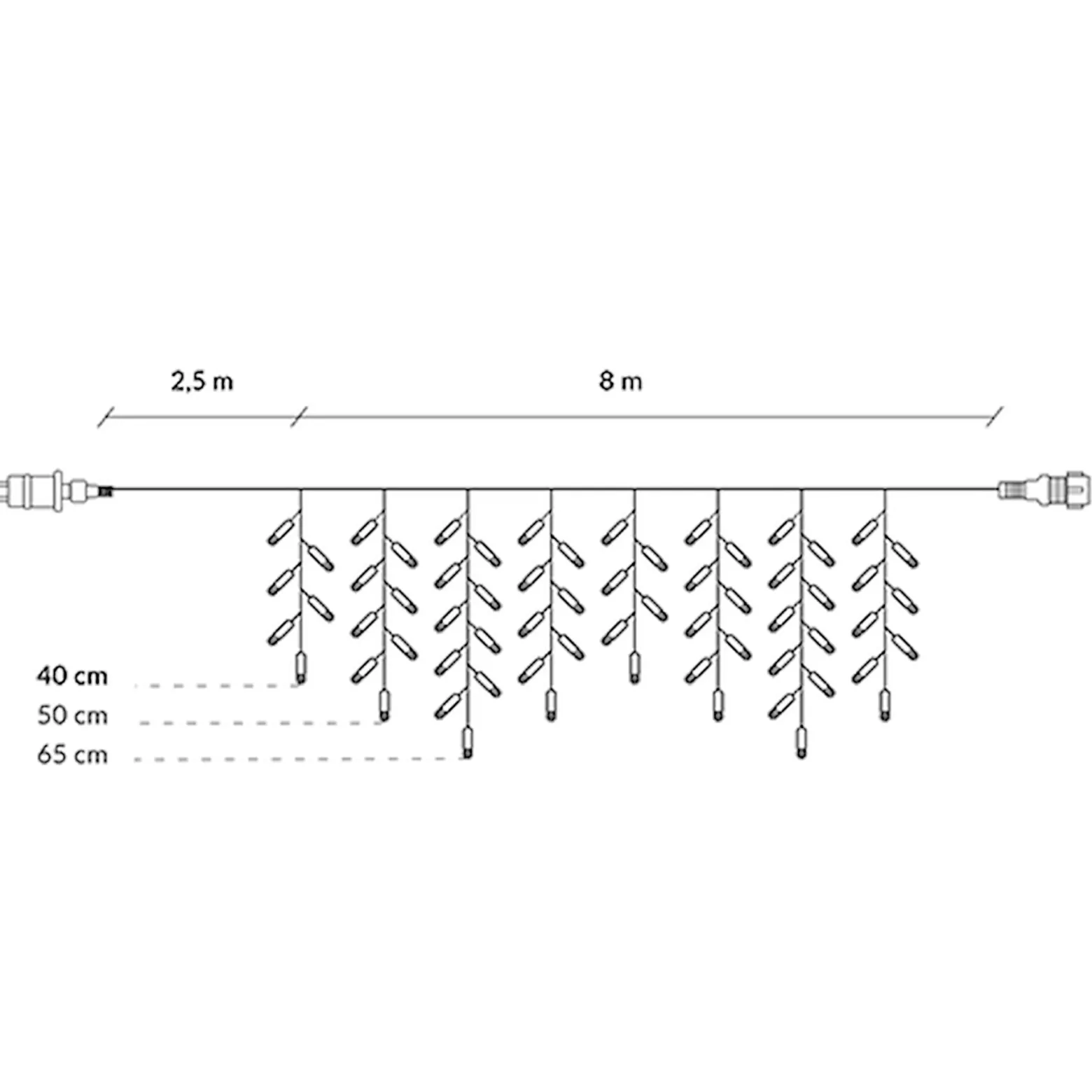 Kurtyna świetlna 200led lampki zewnętrzne sople ciepły biały