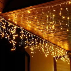 Kurtyna świetlna 200led lampki zewnętrzne sople ciepły biały