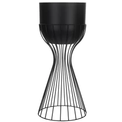 Kwietnik z osłonką stojący metalowy czarny 46cm druciany