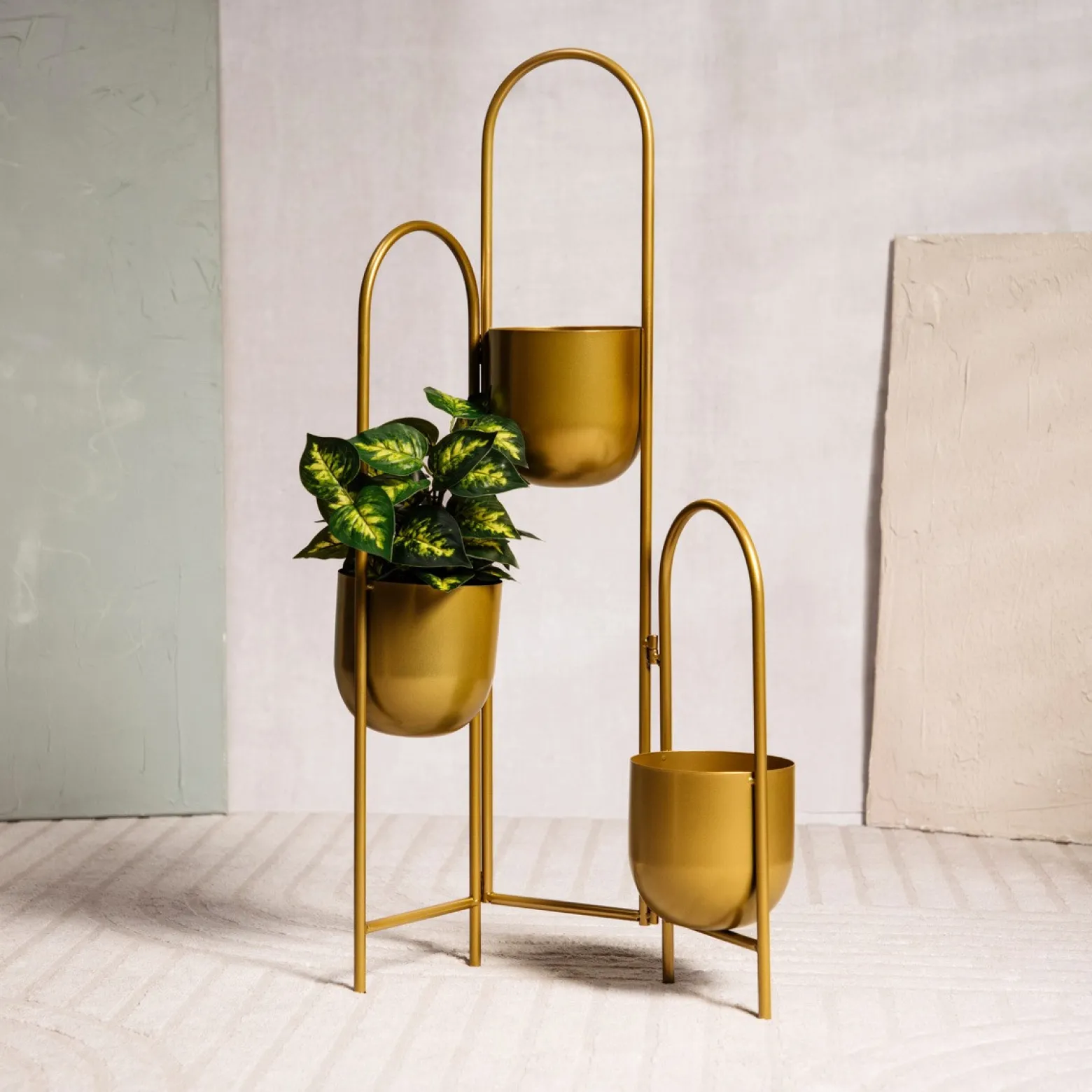Kwietnik FLOERO metalowy złoty 49x14x80 cm HOMLA