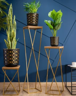 Kwietnik stojak 100 cm złoty metal GLAMOUR