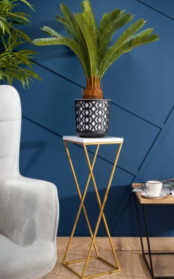 Kwietnik stojący 70 cm blat biały metalowy GLAMOUR