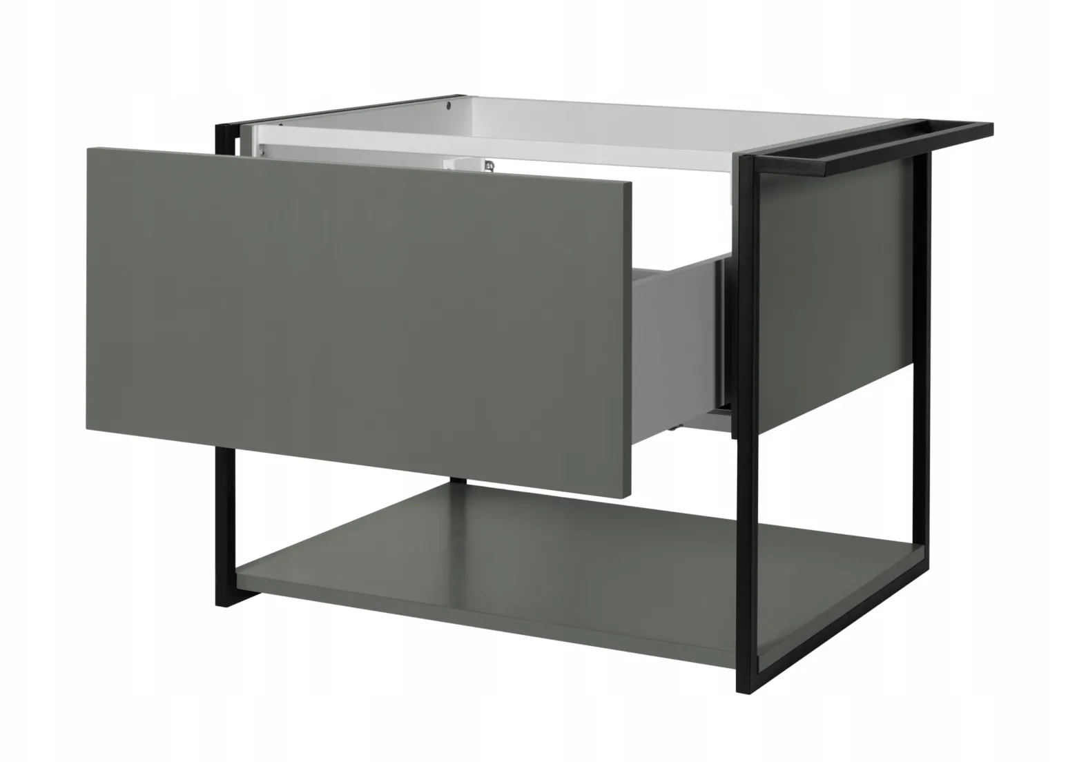 Lakierowana Szafka pod Umywalkę LOV 60 cm Zielona Wisząca Szuflada Wieszak