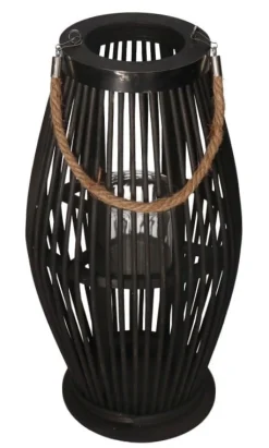 Lampion Bambusowy Rattanowy Latarnia 50 Cm Czarny