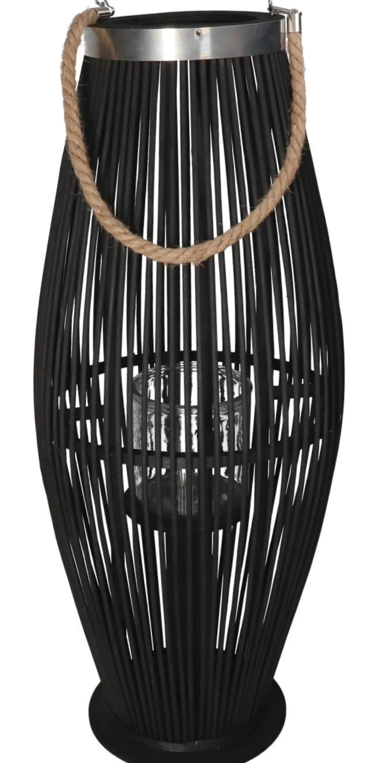Lampion Bambusowy Rattanowy Latarnia 50 Cm Czarny
