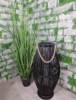 Lampion Bambusowy Rattanowy Latarnia 50 Cm Czarny