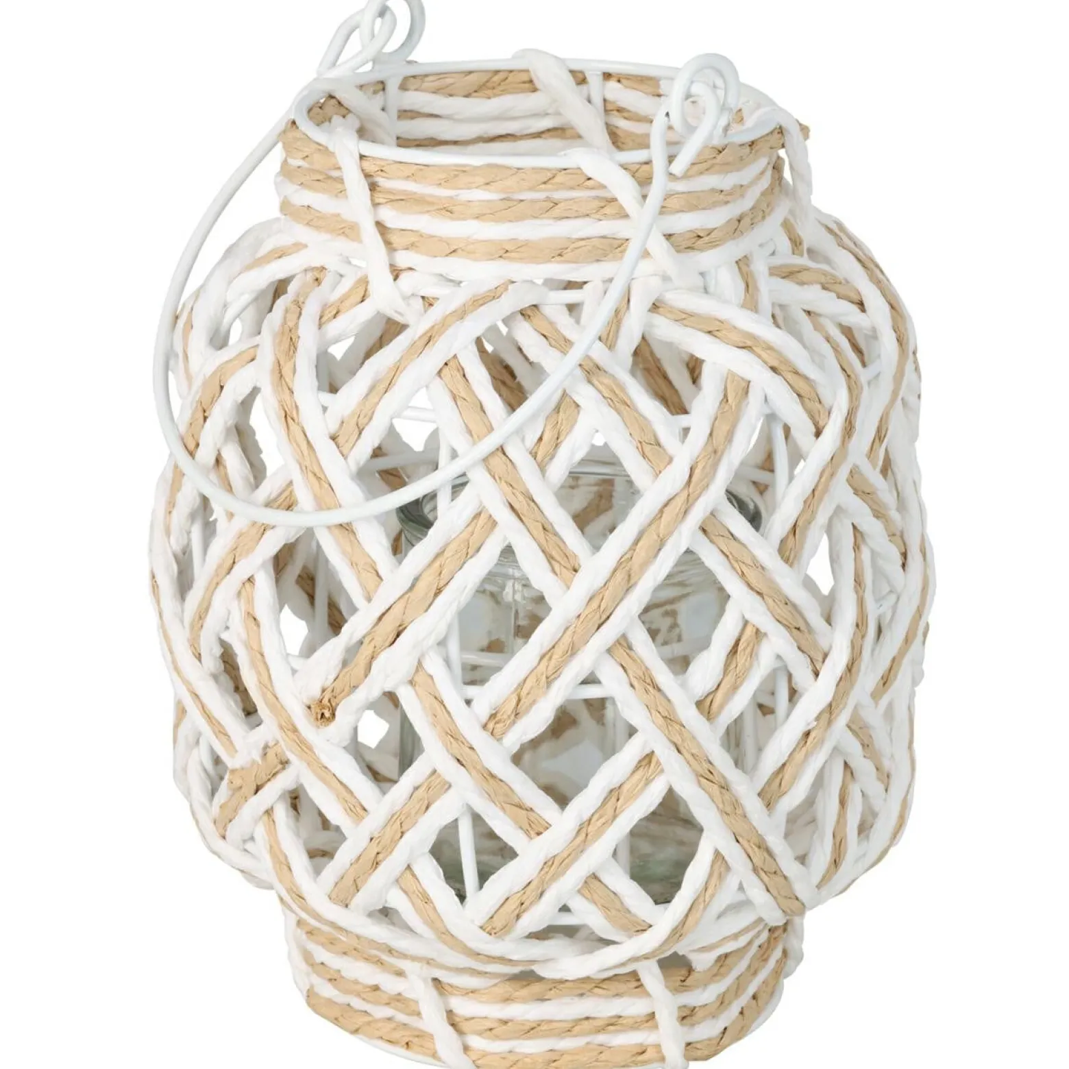 Lampion Boho z Szkłem na Świece - Naturalny Styl