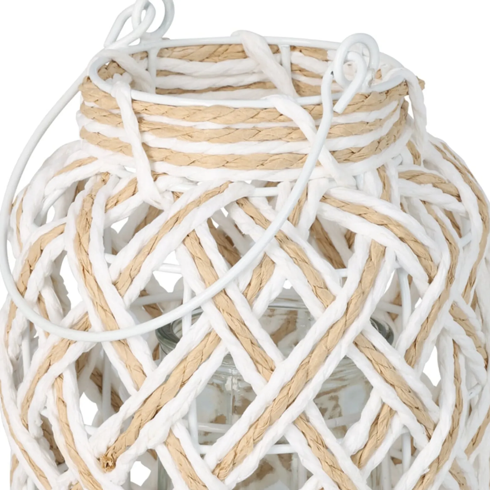 Lampion Boho z Szkłem na Świece - Naturalny Styl