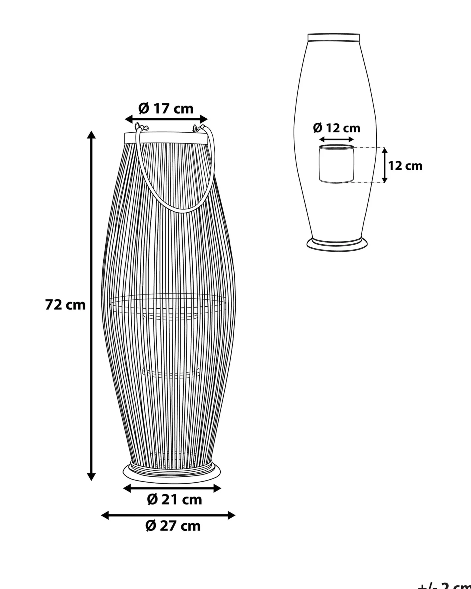 Lampion dekoracyjny bambusowy 72 cm czarny