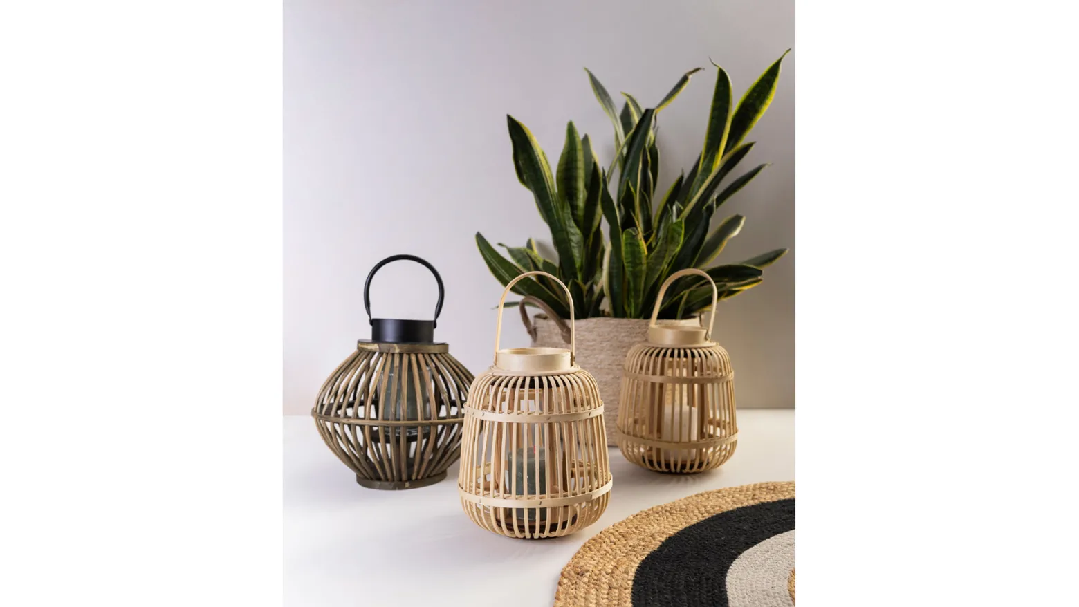 Lampion rattanowy 25 cm brązowy