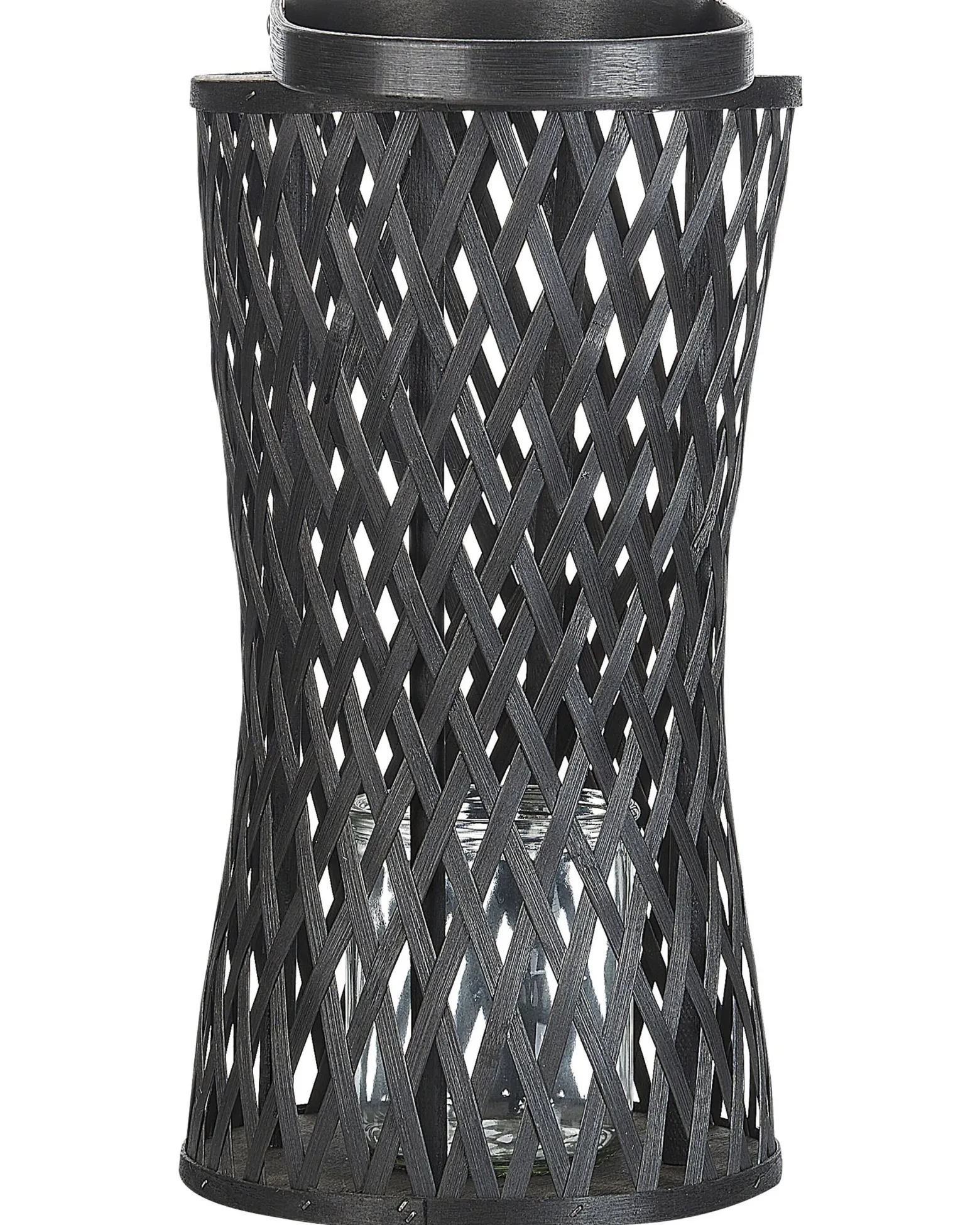 Lampion świecznik bambusowy czarny 38 cm