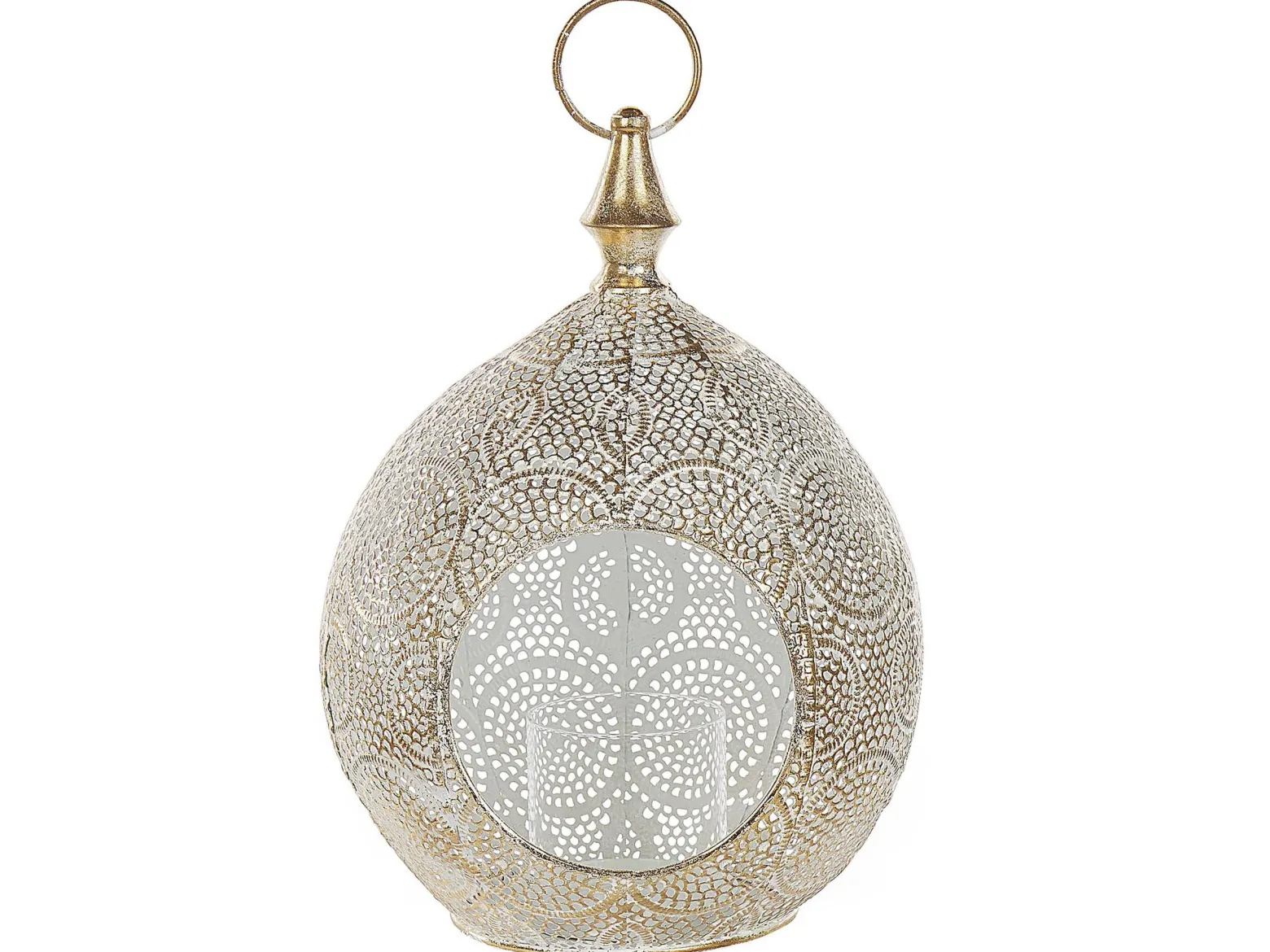 Lampion świecznik metal orient 33 cm złoty