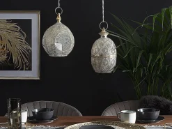 Lampion świecznik metal orient 33 cm złoty