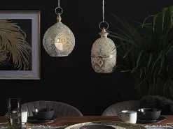 Lampion świecznik metal orient 33 cm złoty