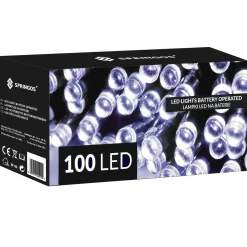 Lampki choinkowe 100 Led na baterie biały zimny z pilotem
