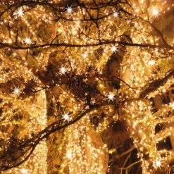 Lampki choinkowe 300 led biały ciepły, flash biały zimny 25,5 m