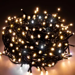 Lampki choinkowe 300 led biały ciepły, flash biały zimny 25,5 m
