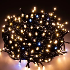 Lampki choinkowe 300 led biały ciepły, flash biały zimny 25,5 m