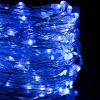 Lampki choinkowe 100 LED druciki mikro na prąd niebieskie