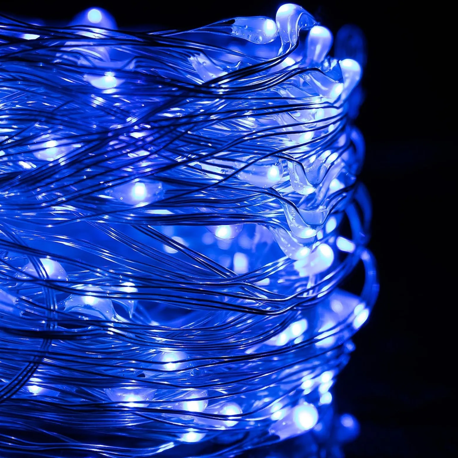 Lampki choinkowe 100 LED druciki mikro na prąd niebieskie