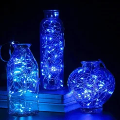 Lampki choinkowe 100 LED druciki mikro na prąd niebieskie