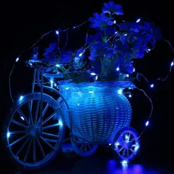 Lampki choinkowe 100 LED druciki mikro na prąd niebieskie