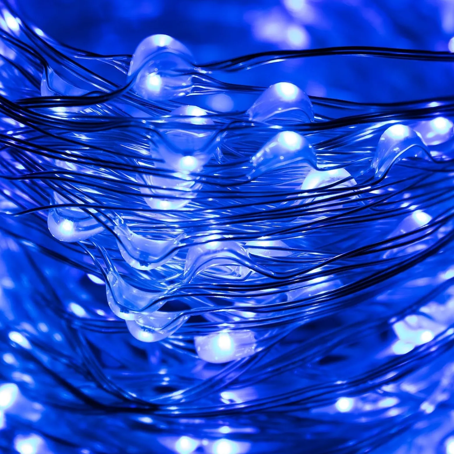 Lampki choinkowe 100 LED druciki mikro na prąd niebieskie