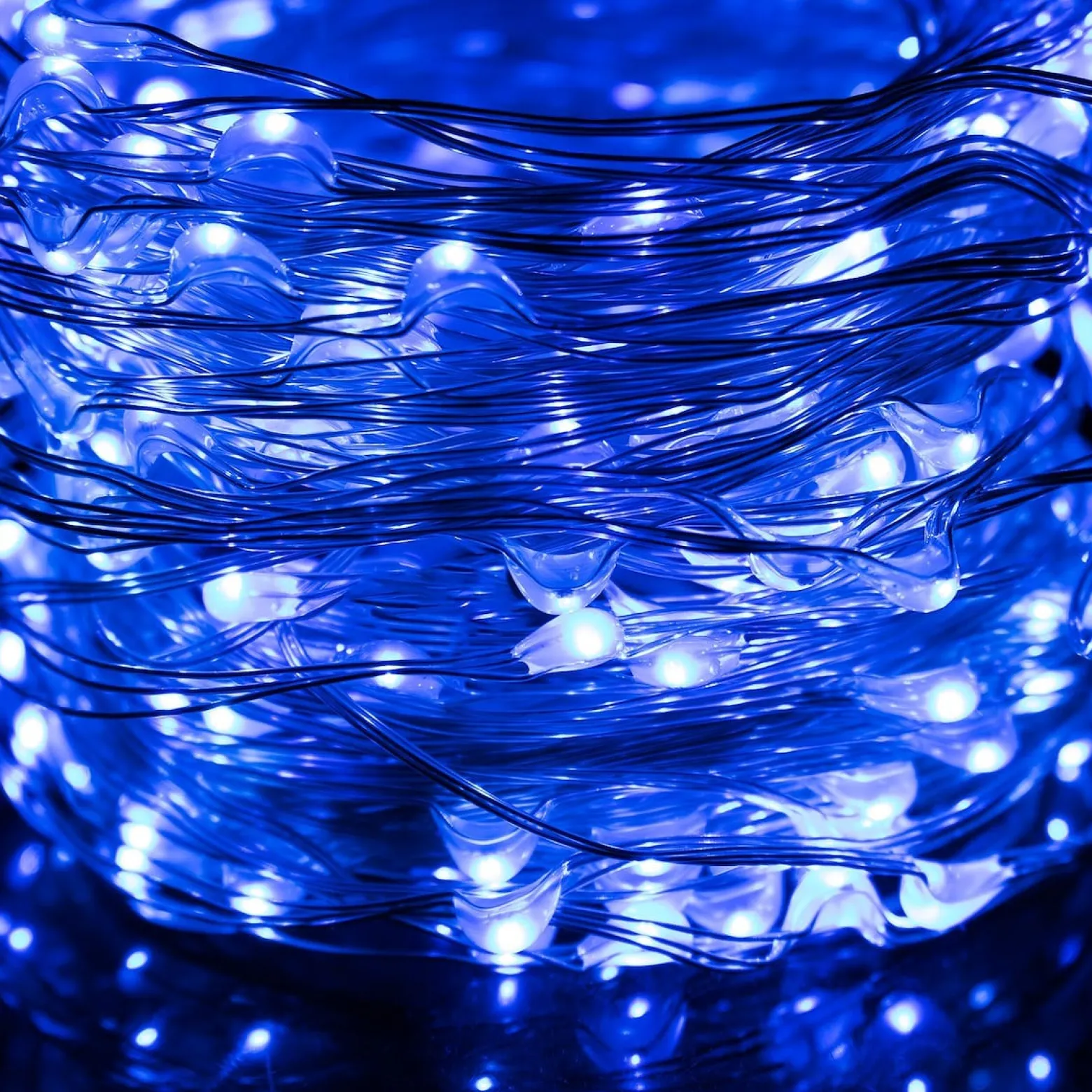 Lampki choinkowe 100 LED druciki mikro na prąd niebieskie
