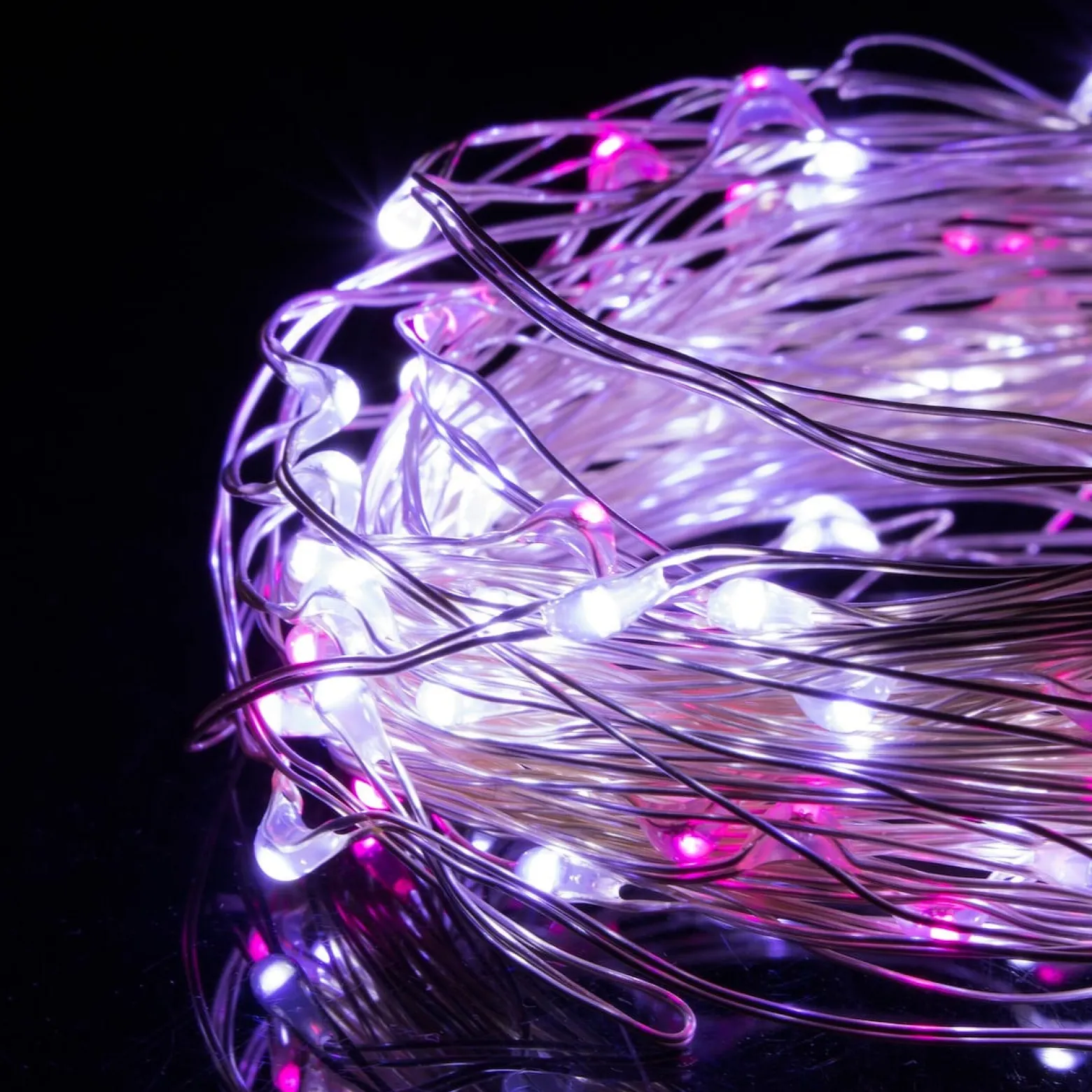 Lampki choinkowe 20LED druciki mikro na baterie białe różowe