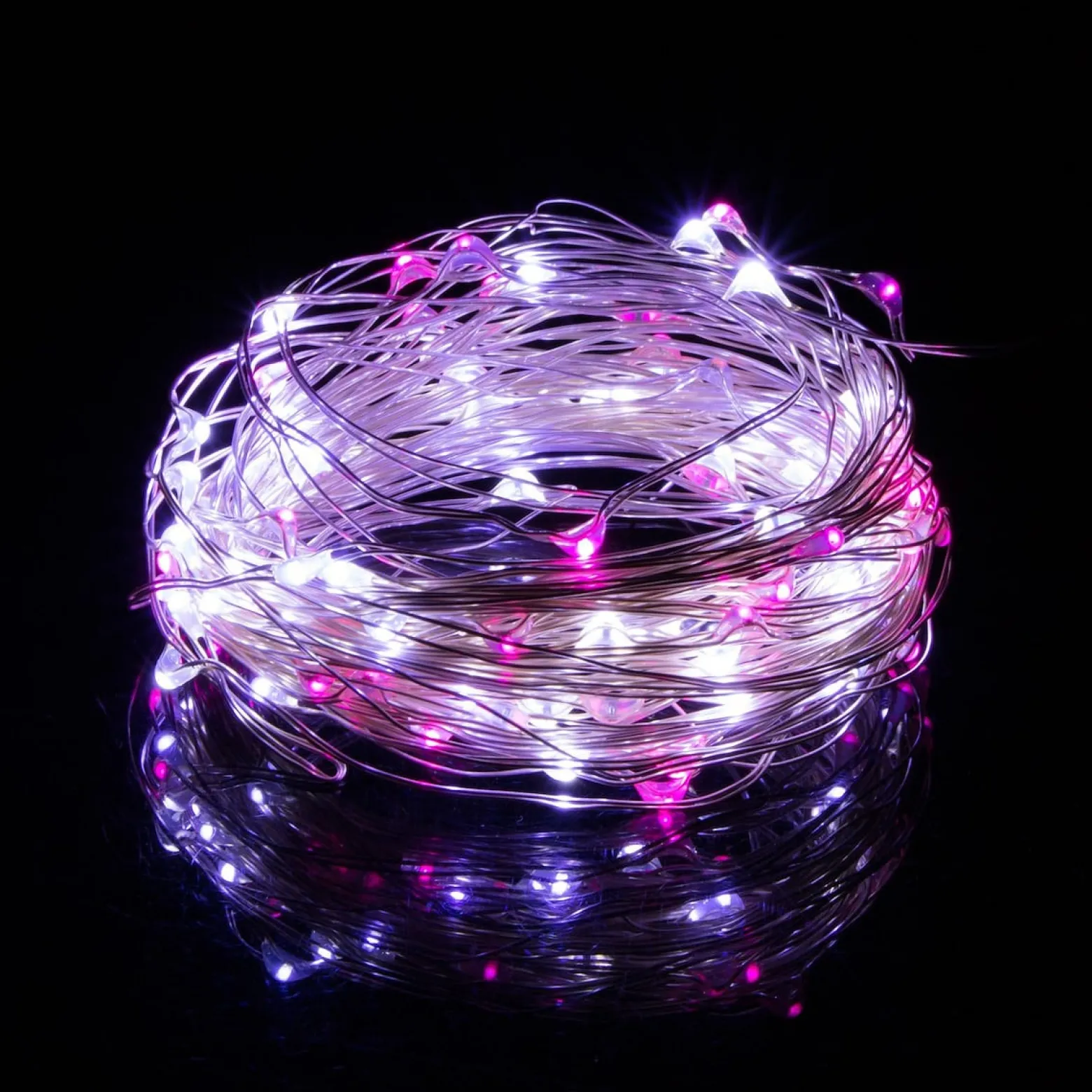Lampki choinkowe 20LED druciki mikro na baterie białe różowe