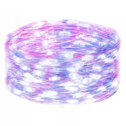 Lampki choinkowe 20 LED druciki na baterie różowe niebieskie