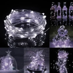 Lampki choinkowe 10 led na baterie druciki mikro biały zimny