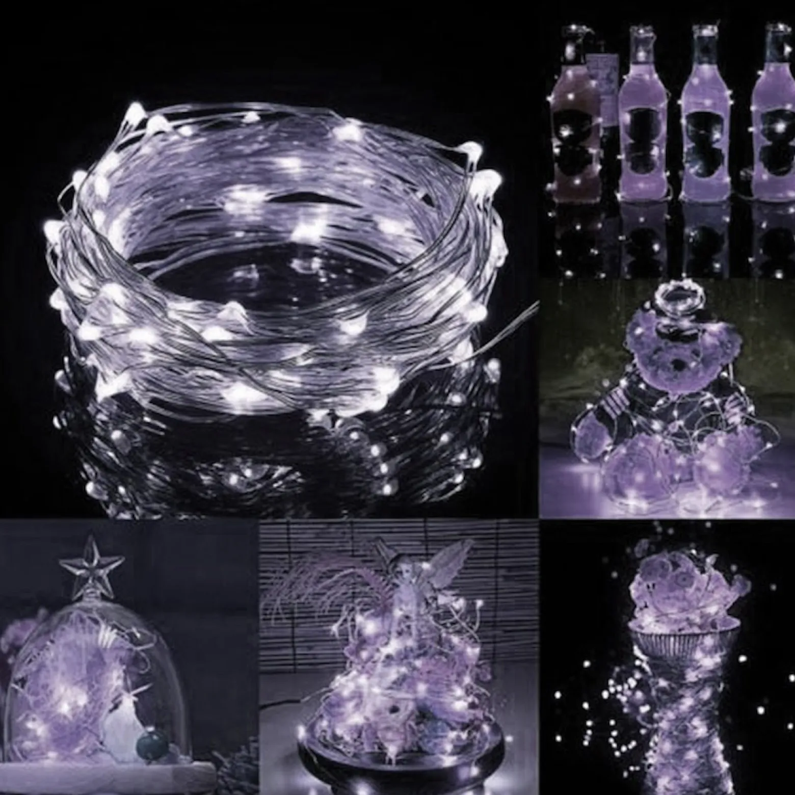 Lampki choinkowe 10 led na baterie druciki mikro biały zimny