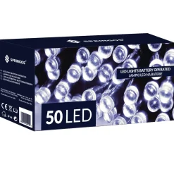 Lampki choinkowe 50 Led na baterie zimny biały programator